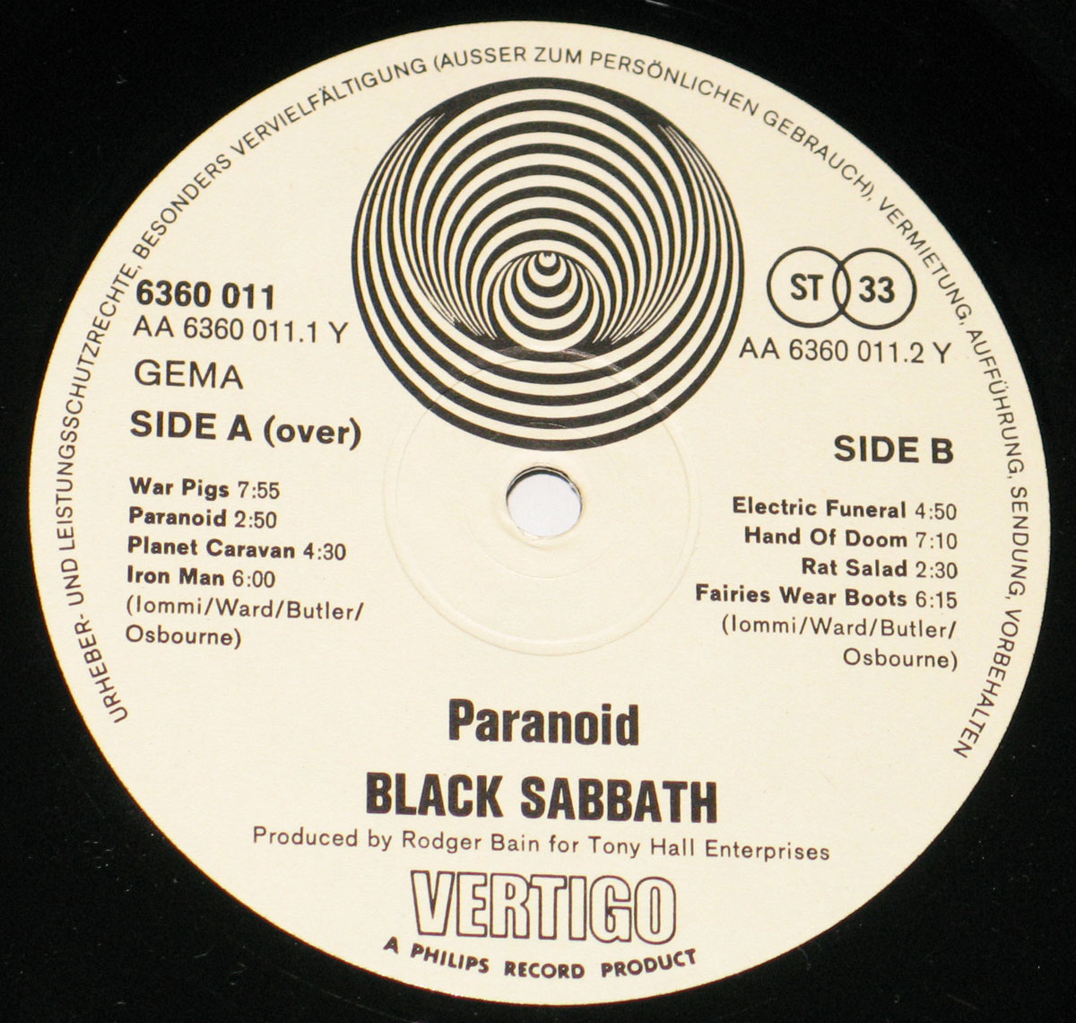High Resolution Photo black sabbath paranoid germany 
